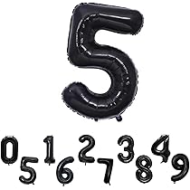 ナンバーバルーン【5】 Amazon | ブラック 誕生日 数字 バルーン ナンバー バルーン 5